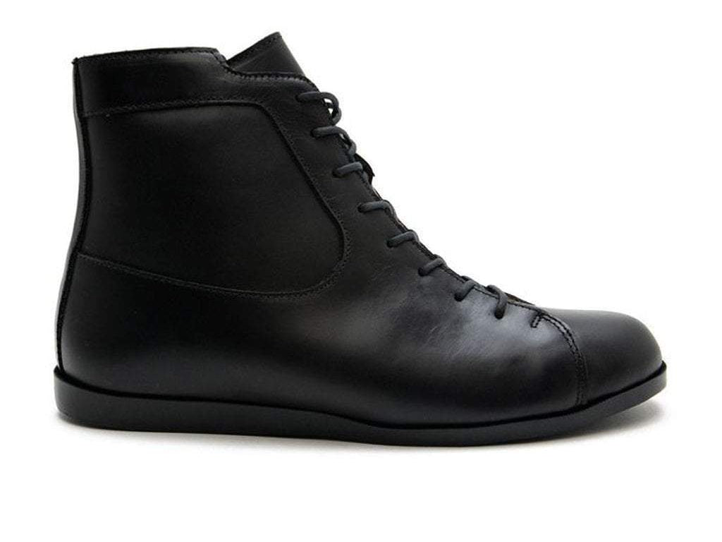 men's black leather zip up boots