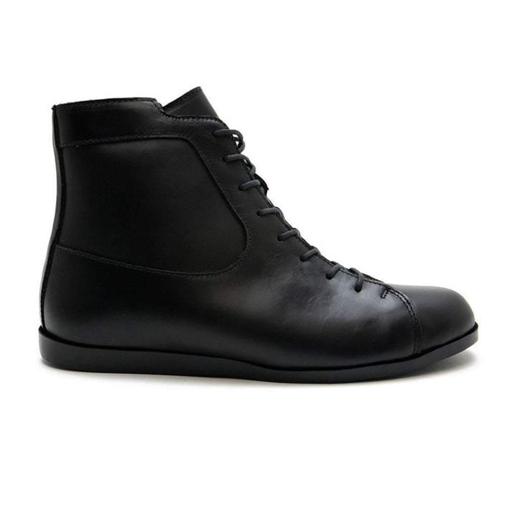 men's black leather zip up boots