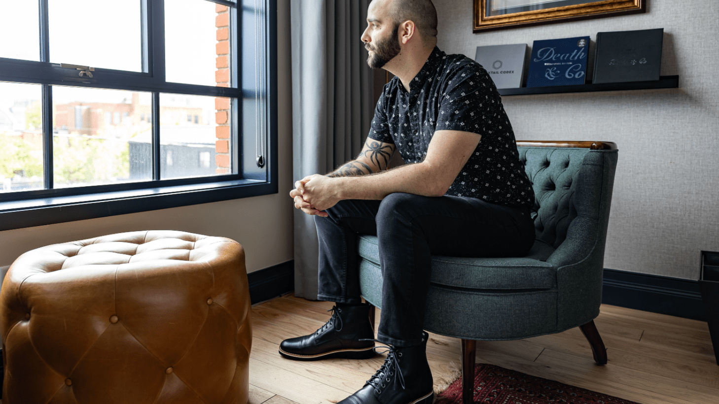 Jack sitting on a bellhop