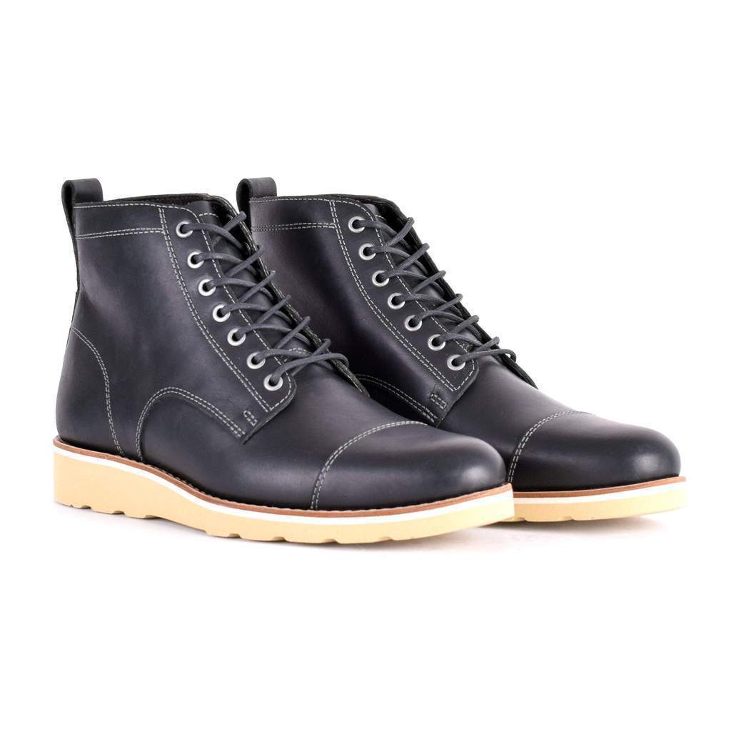 Men's Black Leather Winter Boots
