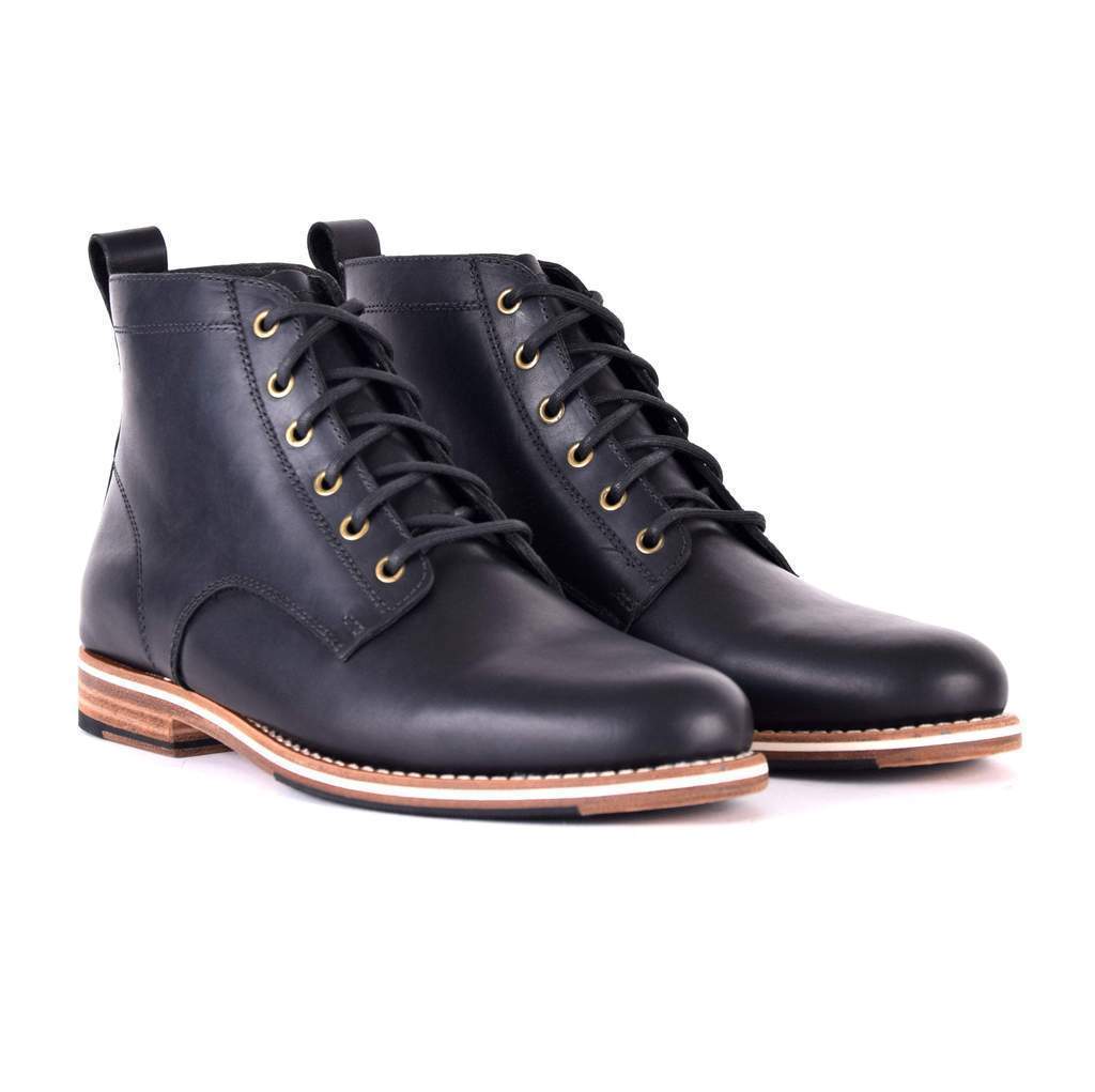 men's vintage black leather boots