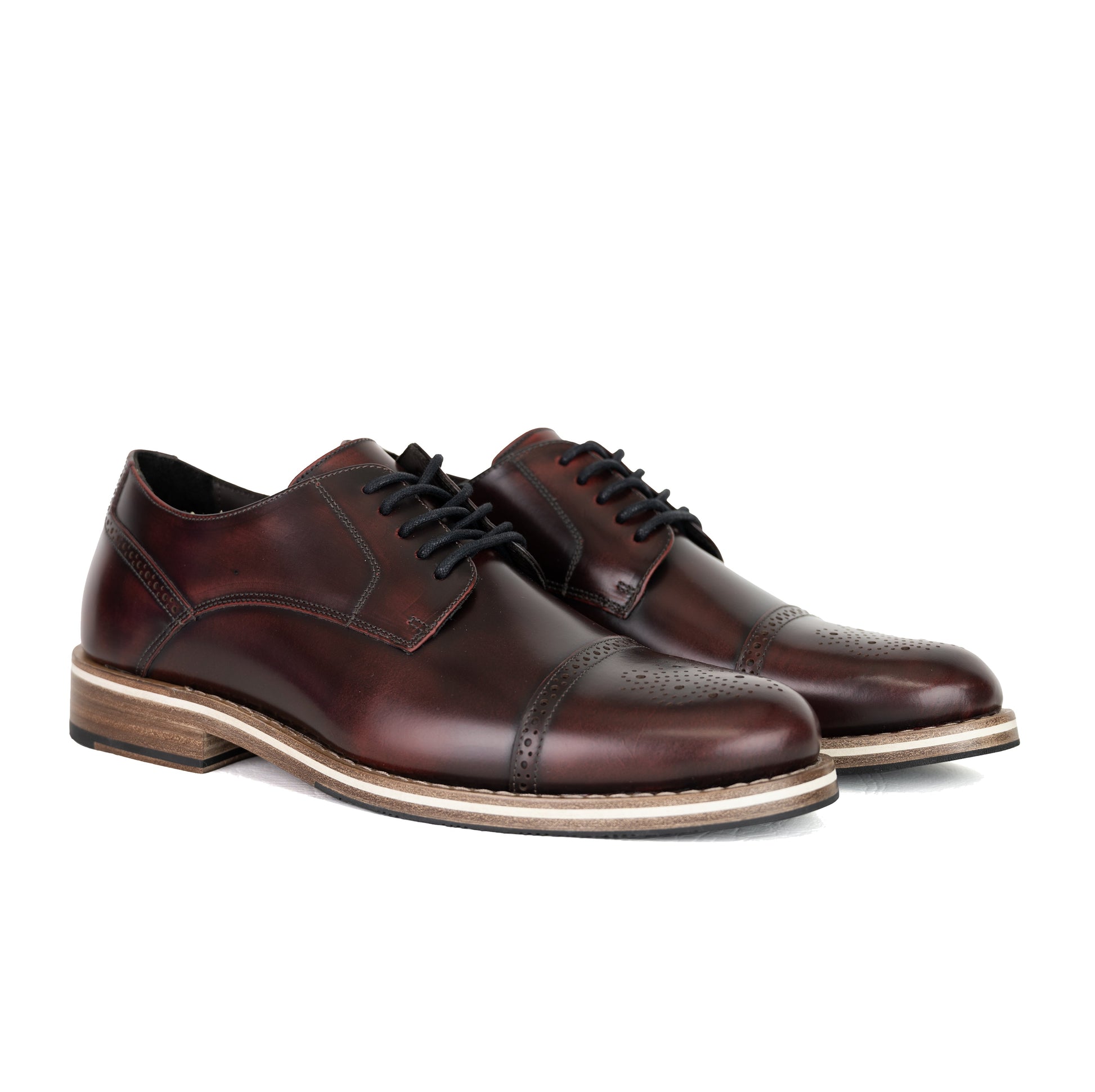 Men's HELM Leather Oxford Brogue Dress Shoe | Burgundy HELM Boots Men's HELM Leather Oxford Brogue Dress Shoe | Burgundy HELM Boots